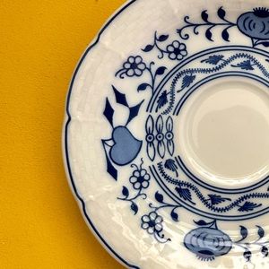 Vintage Karlovy Vary Blue Onion Saucer from Czechoslovakia